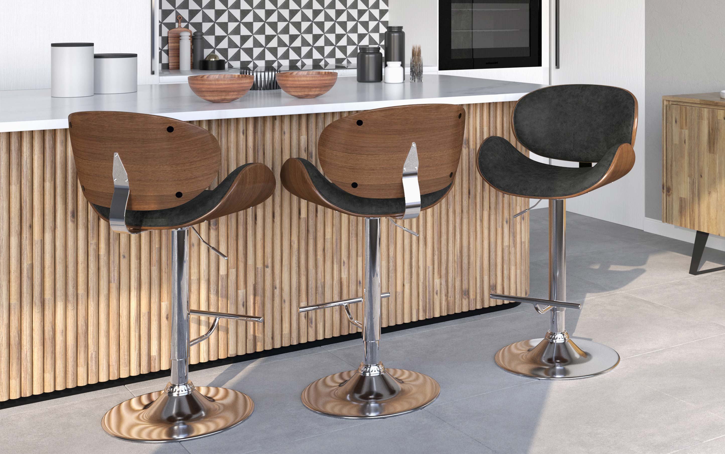 Marana Bentwood Adjustable Swivel Bar Stool