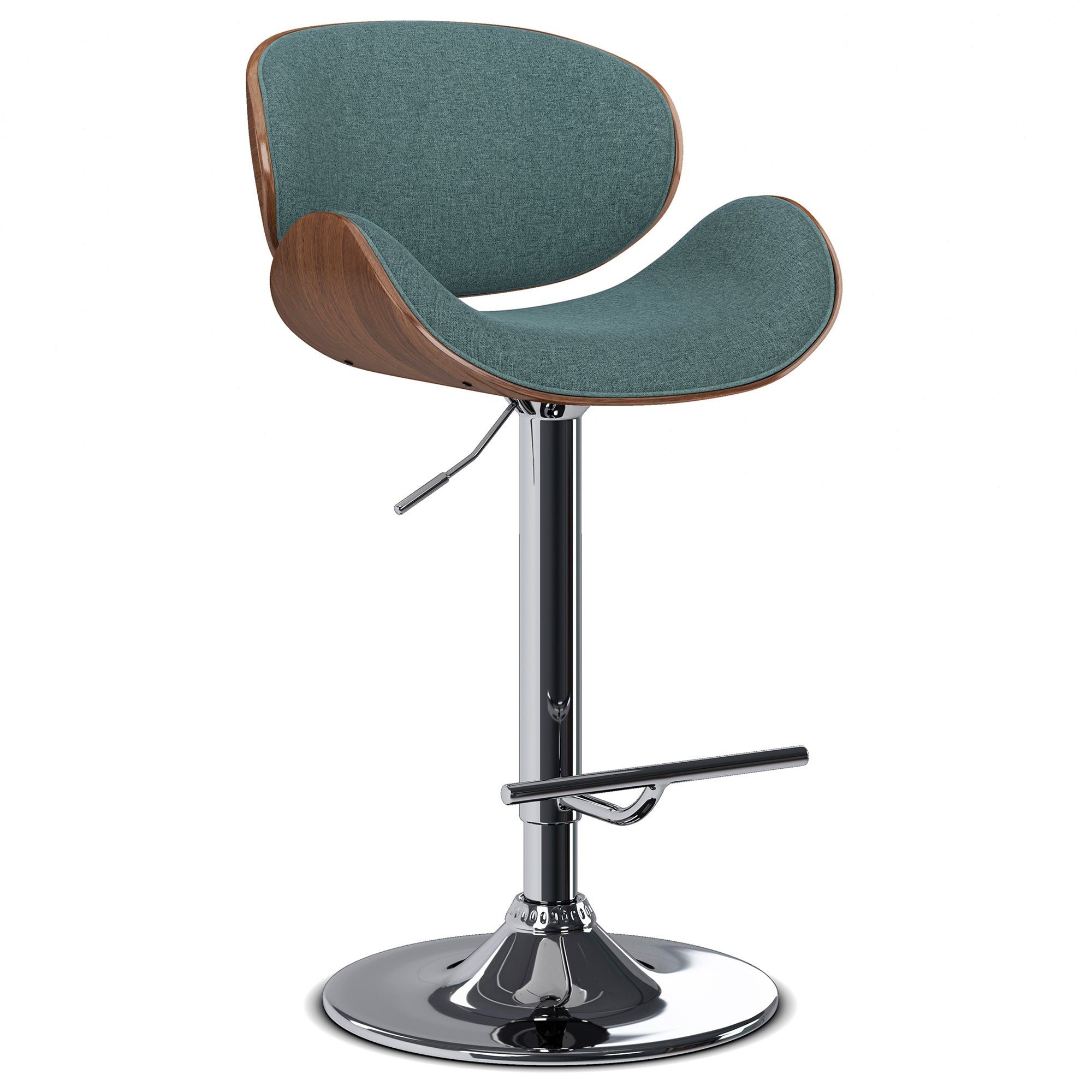 Marana Bentwood Adjustable Swivel Bar Stool in Light Turquoise Blue