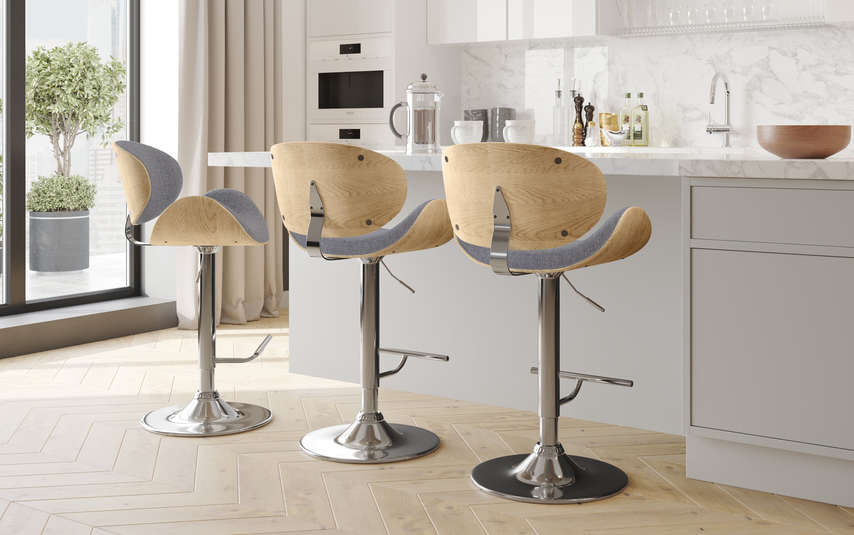Marana Bentwood Adjustable Swivel Bar Stool