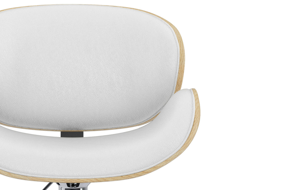 Marana Bentwood Adjustable Swivel Bar Stool in Vegan Leather