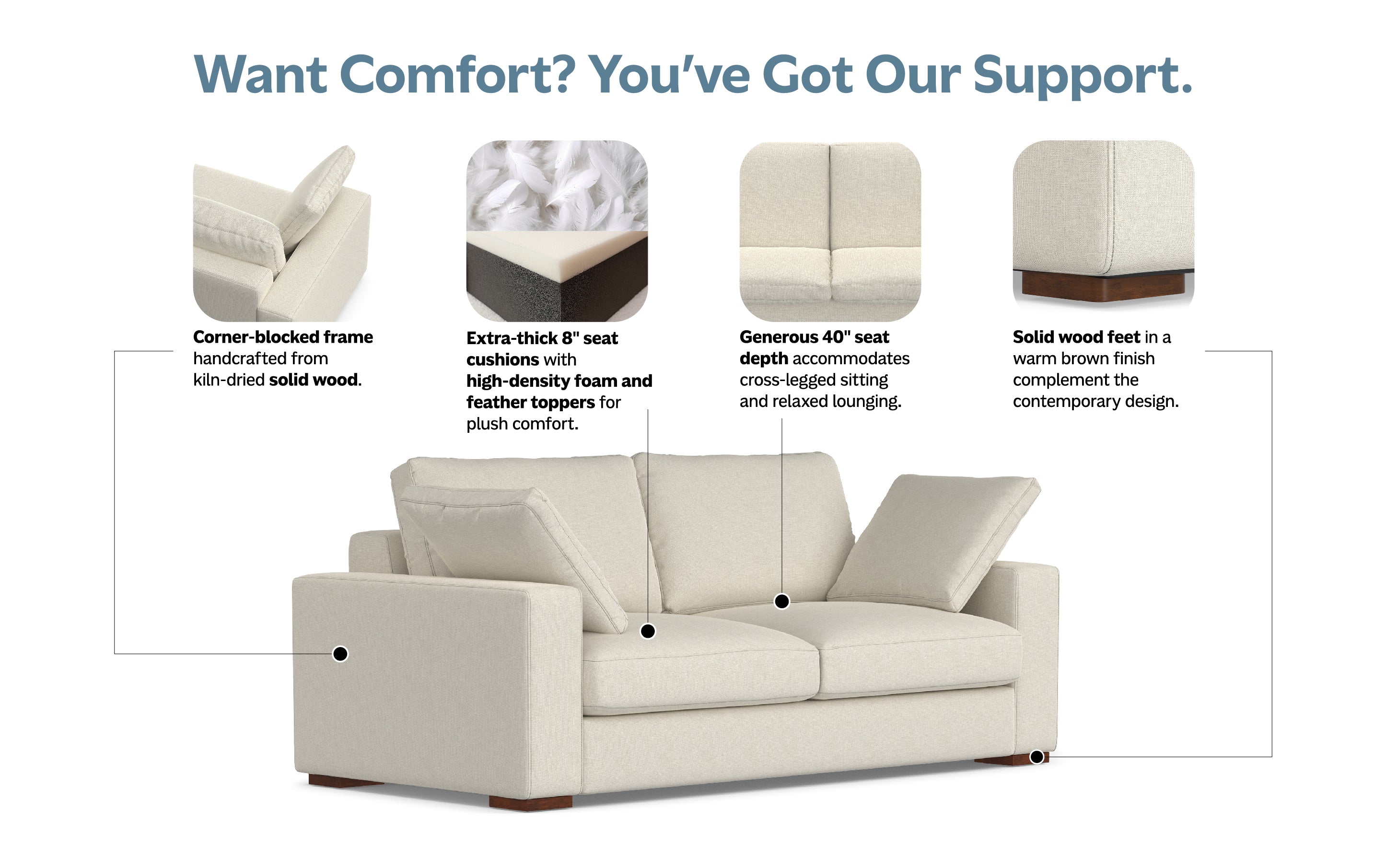 Charlie 78 inch Deep Seater Sofa