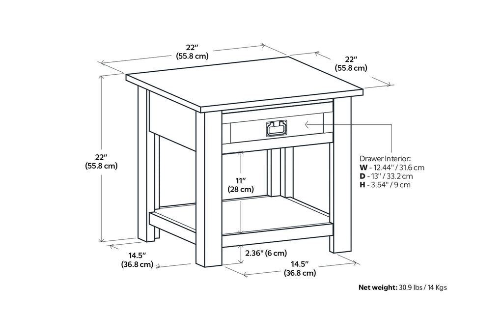 Monroe End Table in Acacia