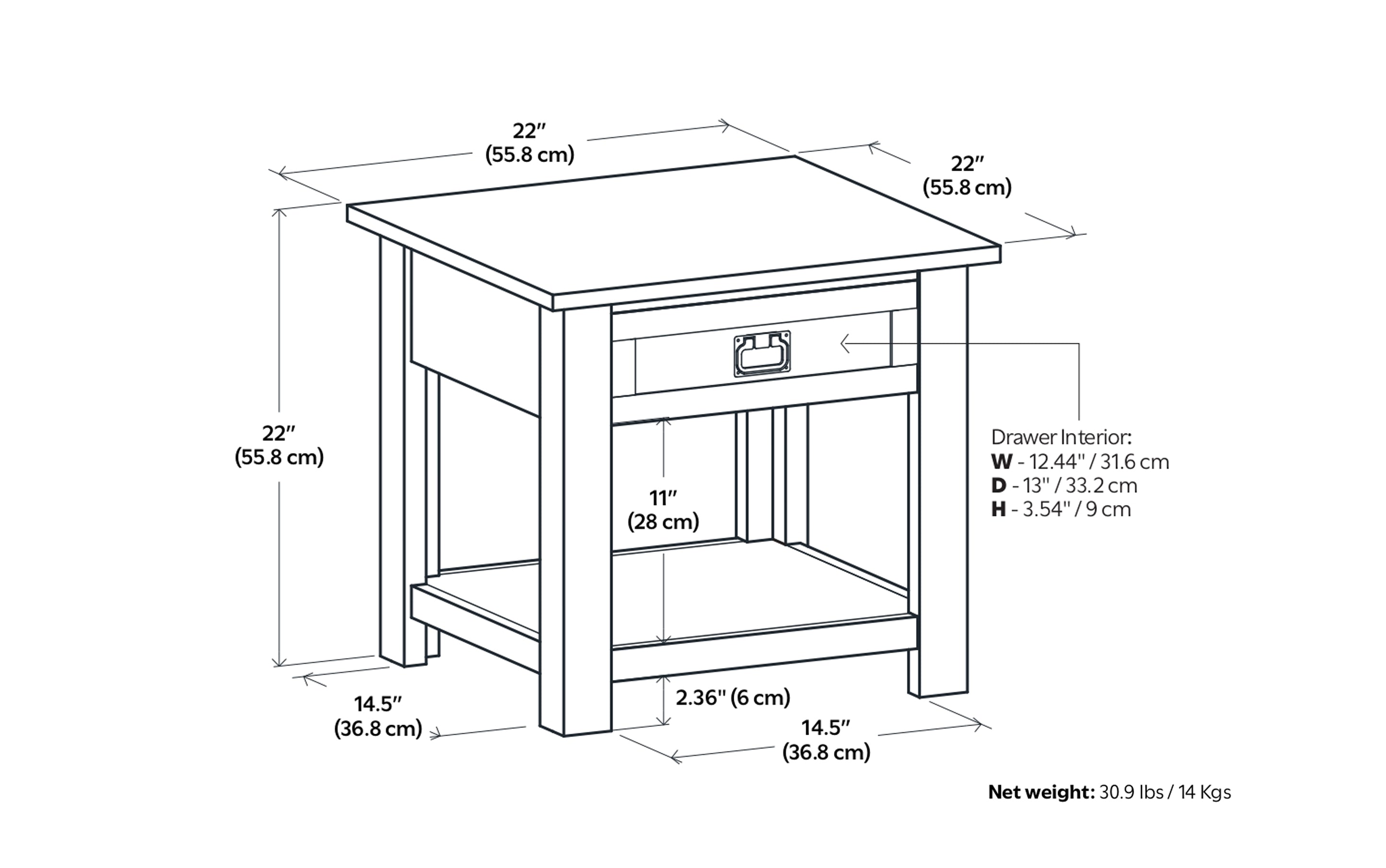 Monroe End Table in Acacia