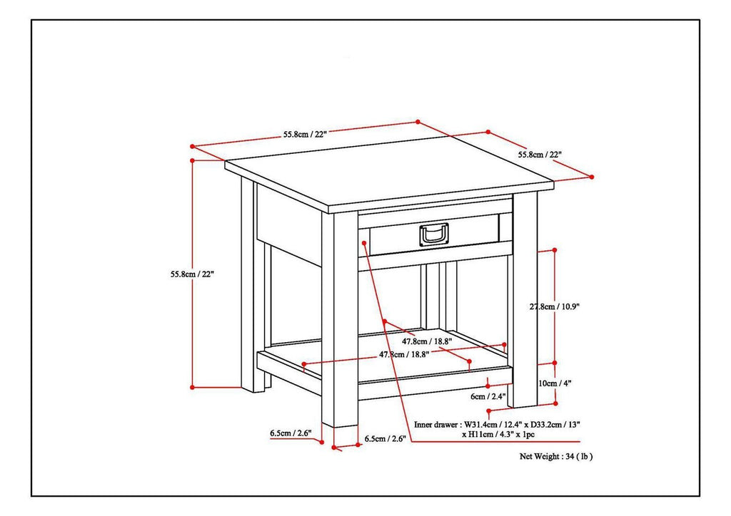 Monroe End Table in Acacia