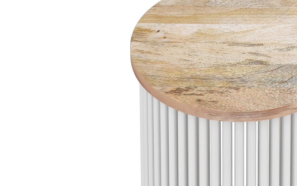 Demy Metal and Wood Accent Table in White