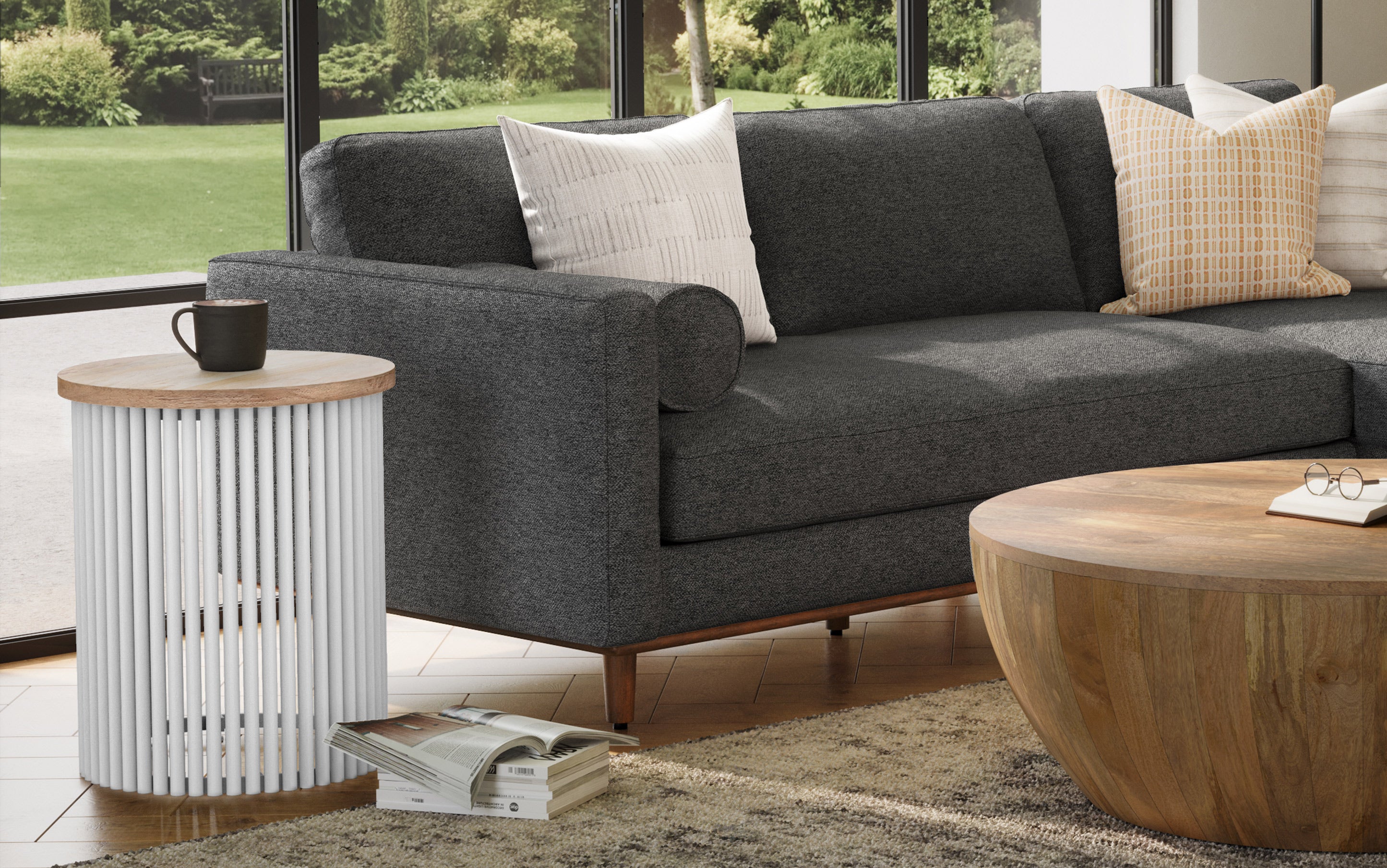 Demy Metal and Wood Accent Table in White