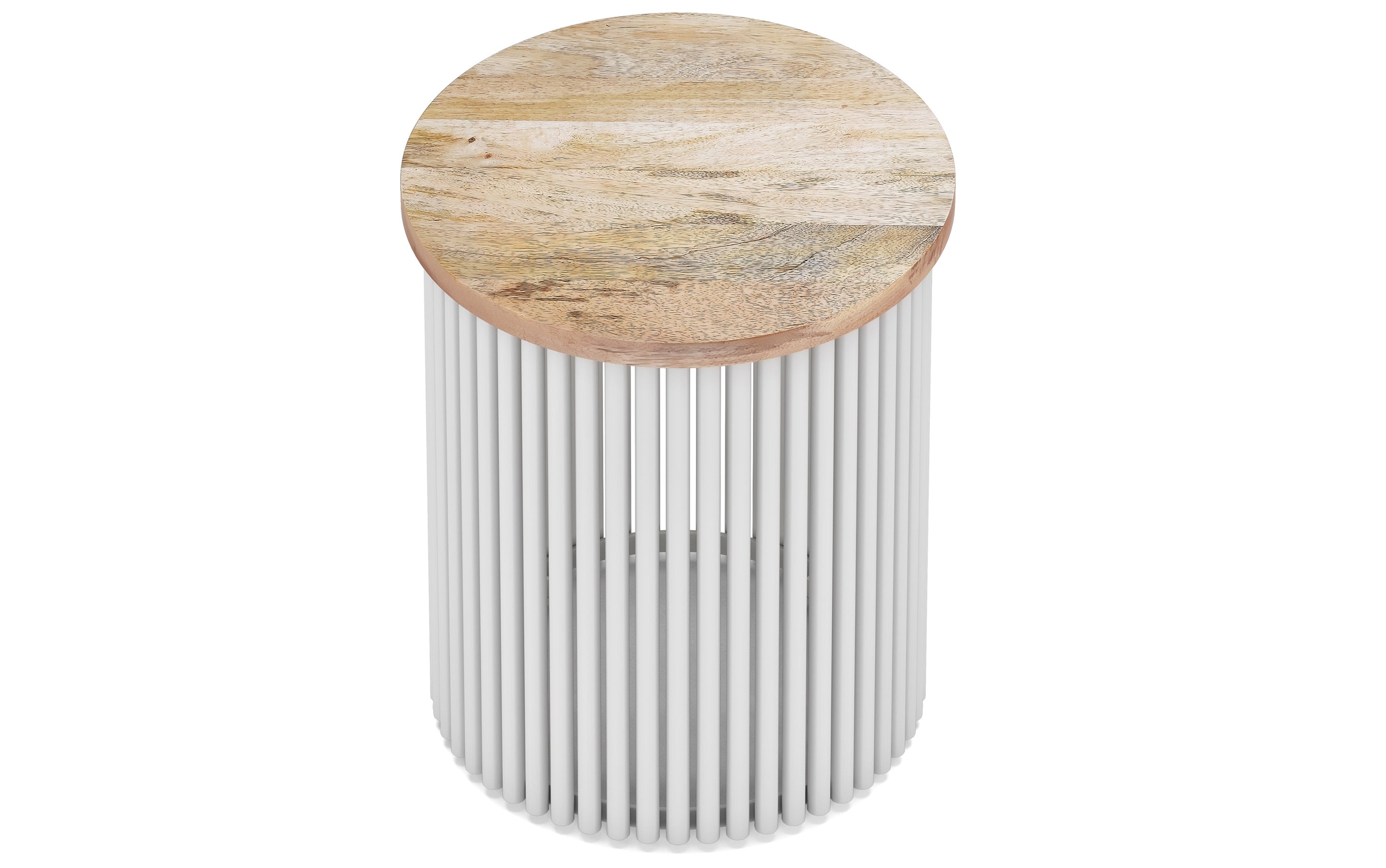 Demy Metal and Wood Accent Table in White