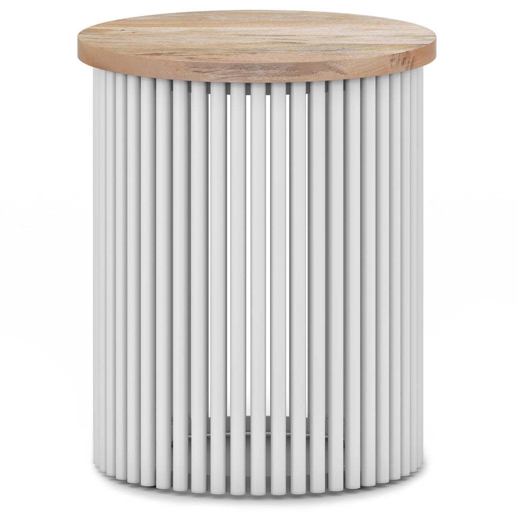 Demy Metal and Wood Accent Table in White