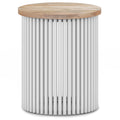 Demy Metal and Wood Accent Table in White