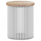 Demy Metal and Wood Accent Table in White