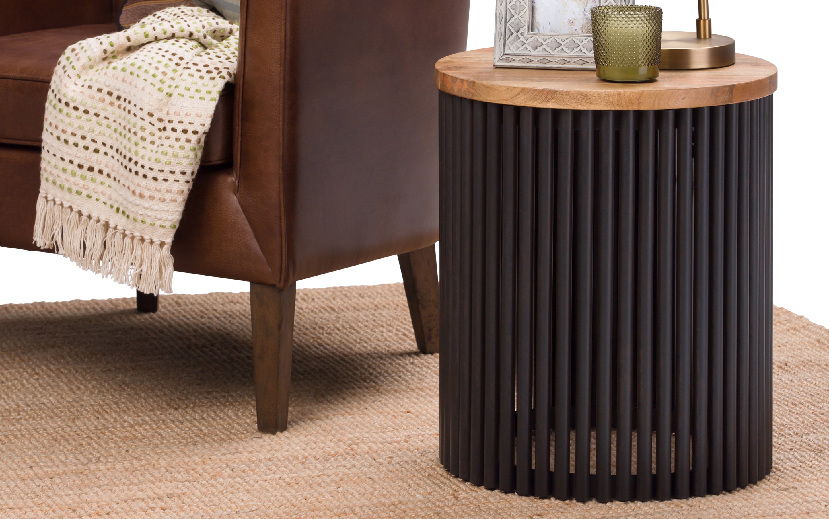 Demy Metal and Wood Accent Table