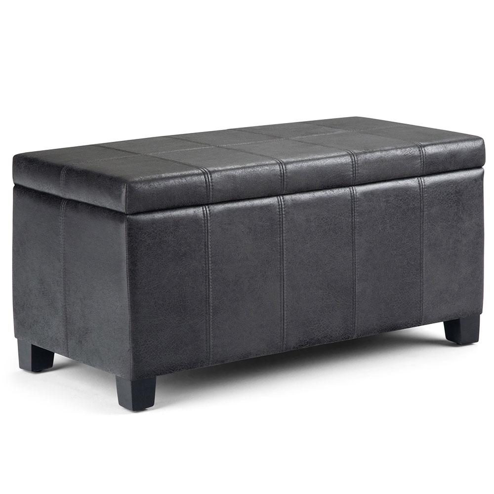Dover Storage Ottoman in Distressed Vegan Leather