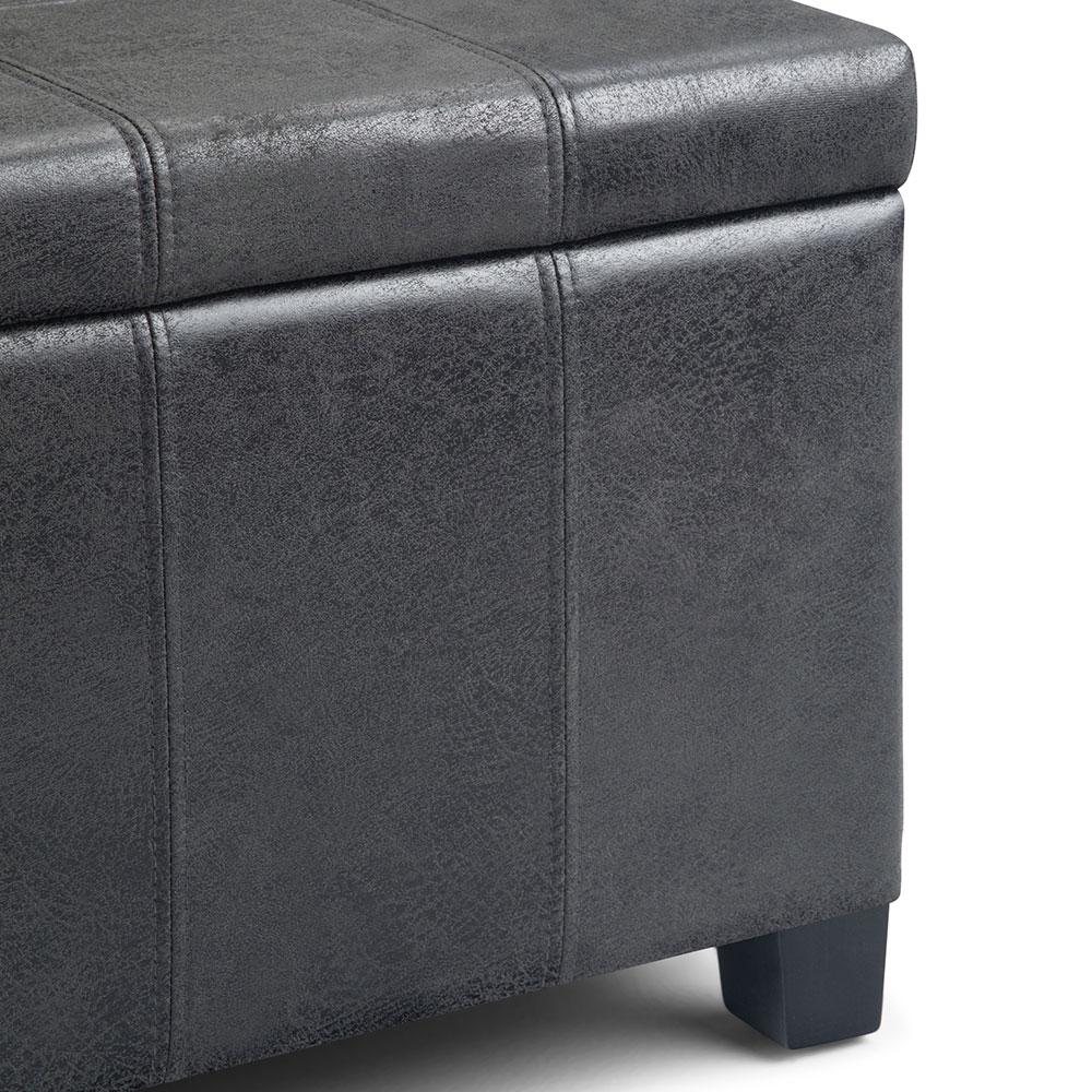 Dover Storage Ottoman in Distressed Vegan Leather