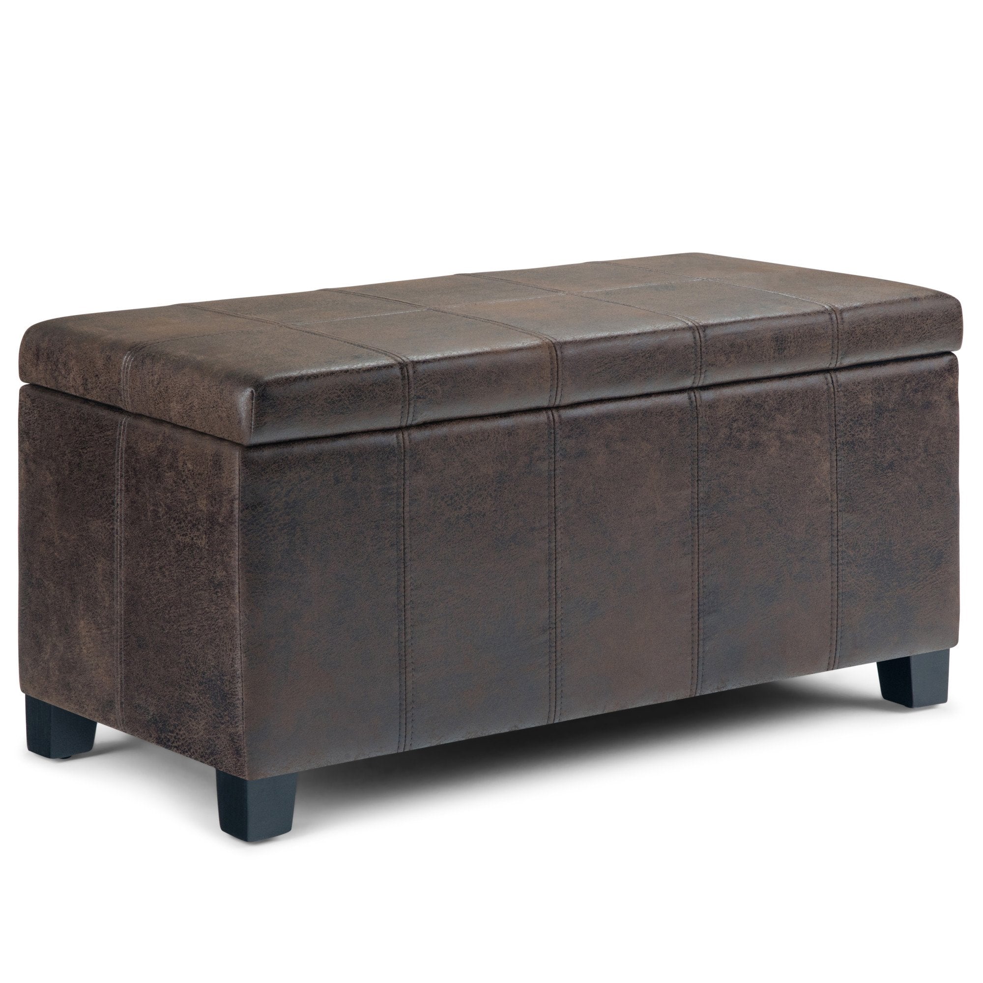 Dover Storage Ottoman in Distressed Vegan Leather