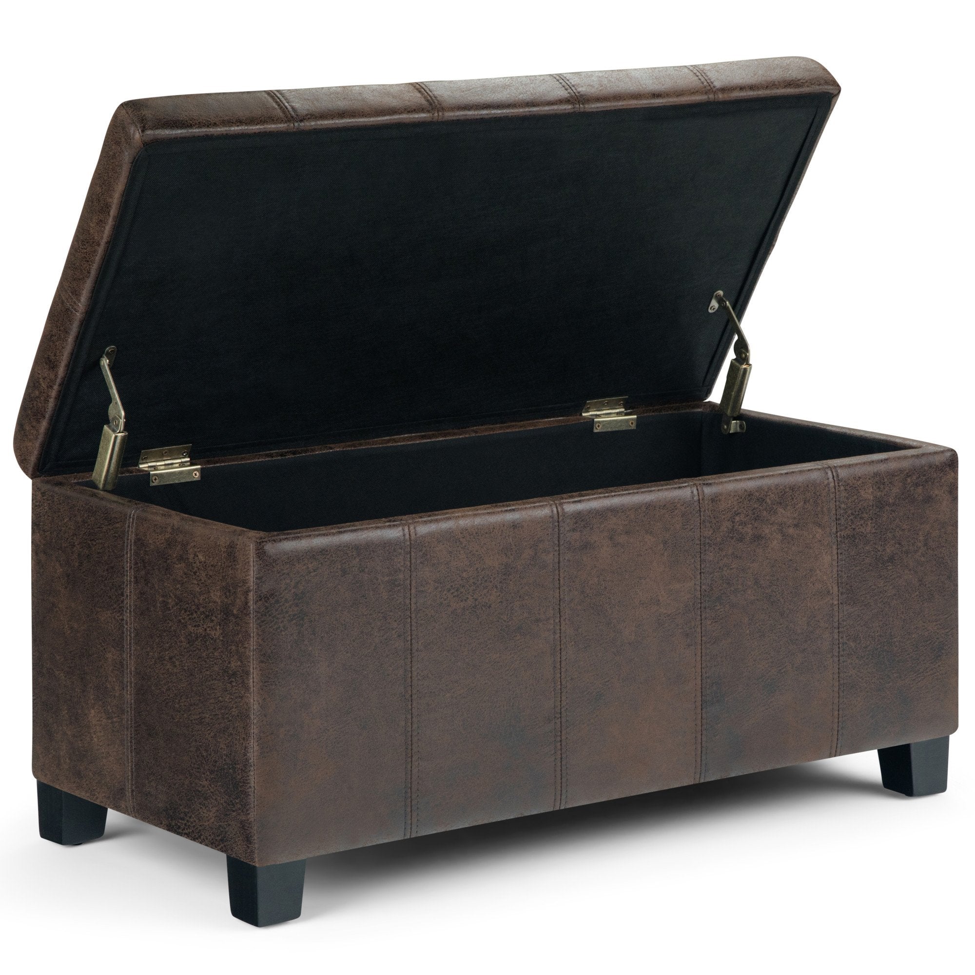 Dover Storage Ottoman in Distressed Vegan Leather