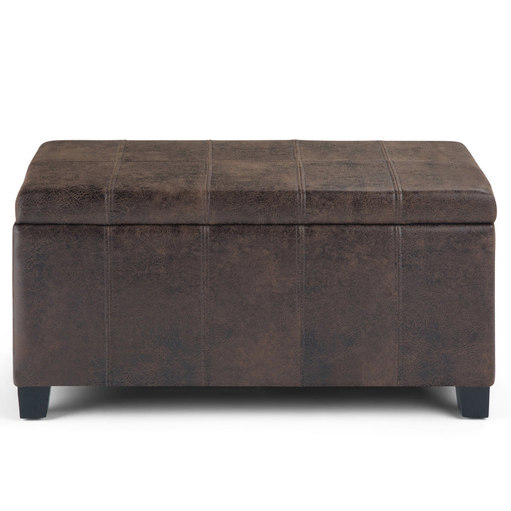 Dover Storage Ottoman in Distressed Vegan Leather
