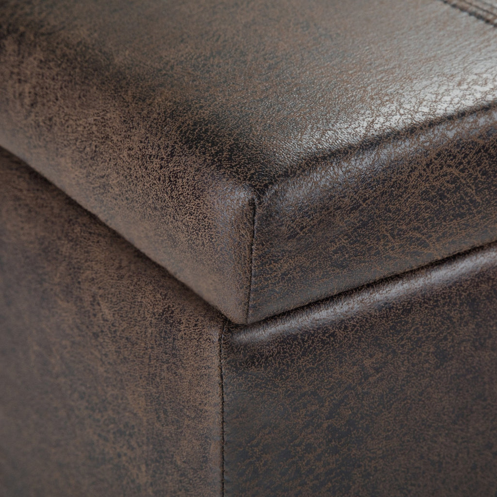 Dover Storage Ottoman in Distressed Vegan Leather