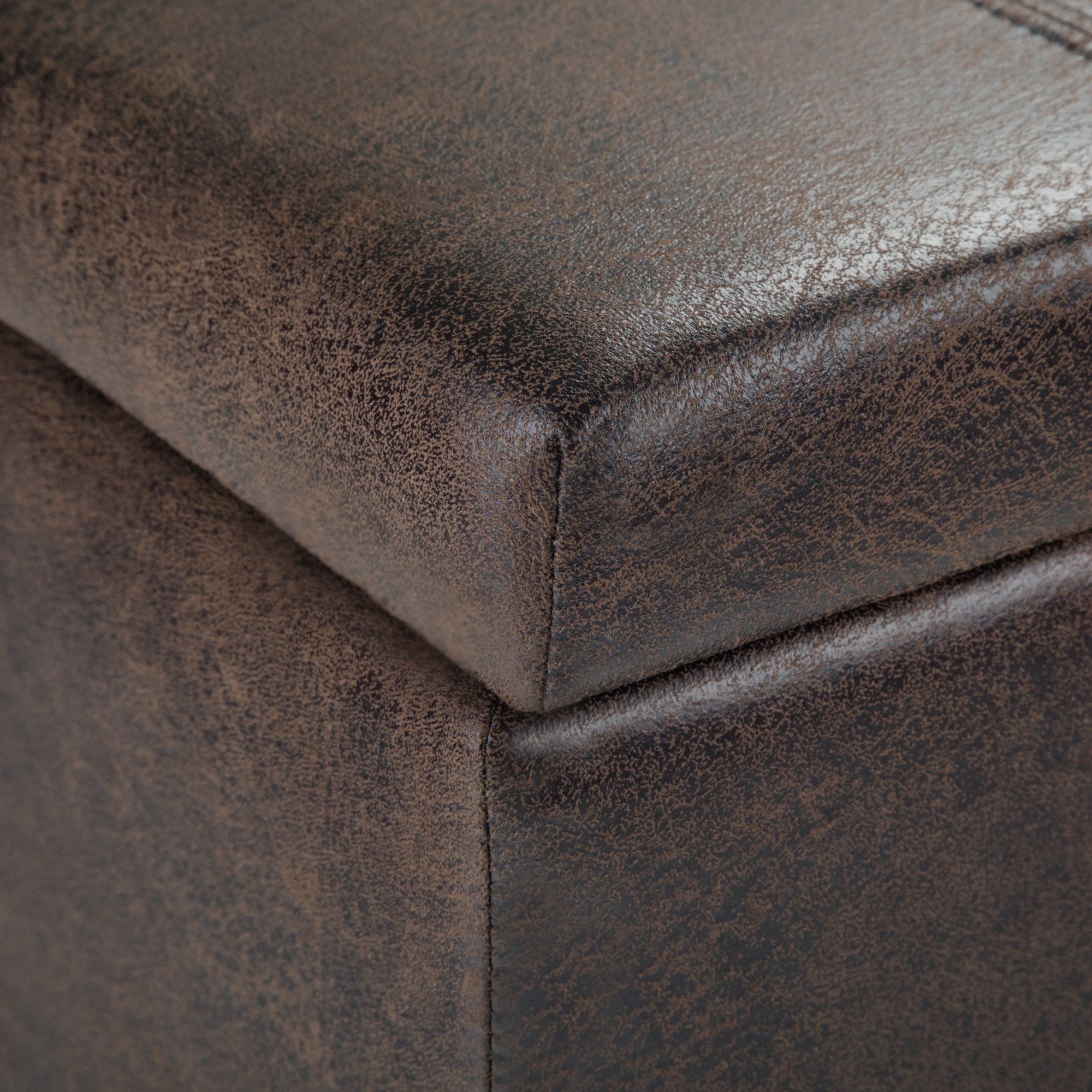 Dover Storage Ottoman in Distressed Vegan Leather