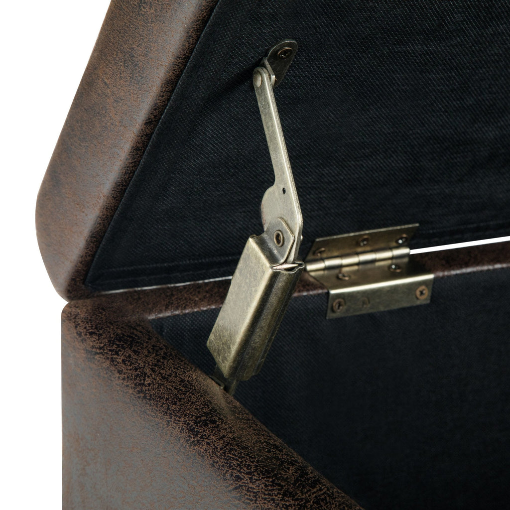 Dover Storage Ottoman in Distressed Vegan Leather