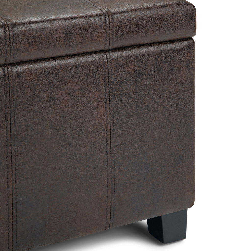 Dover Storage Ottoman in Distressed Vegan Leather