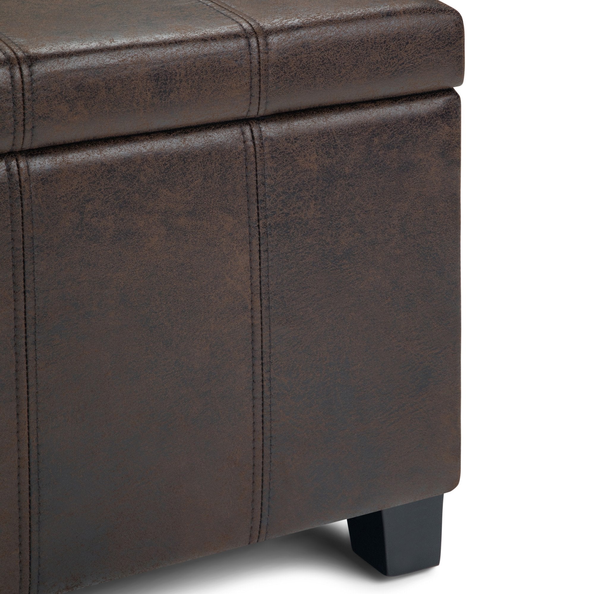 Dover Storage Ottoman in Distressed Vegan Leather