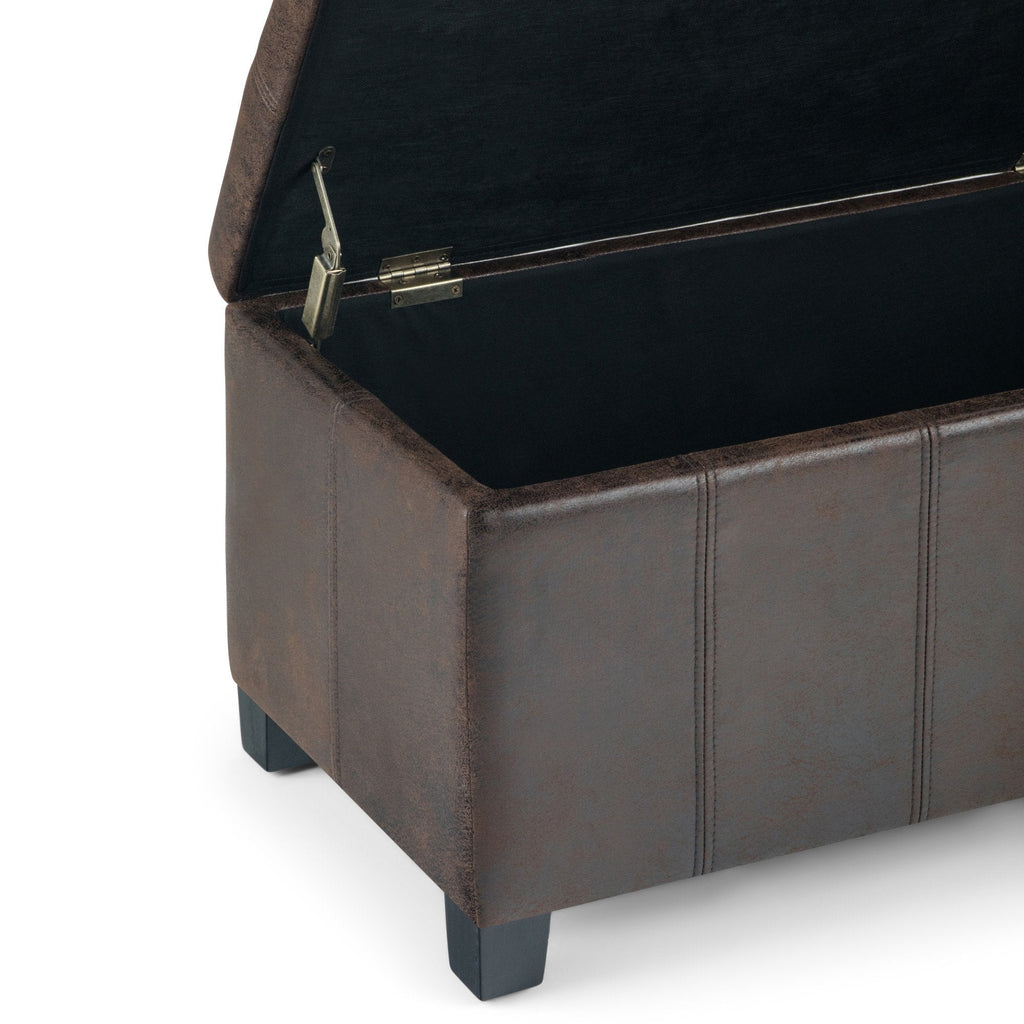 Dover Storage Ottoman in Distressed Vegan Leather