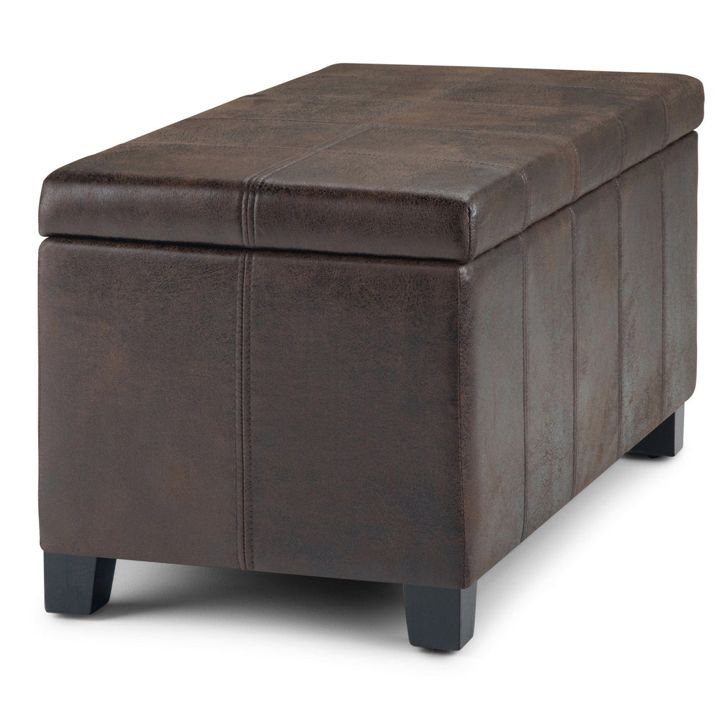 Dover Storage Ottoman in Distressed Vegan Leather