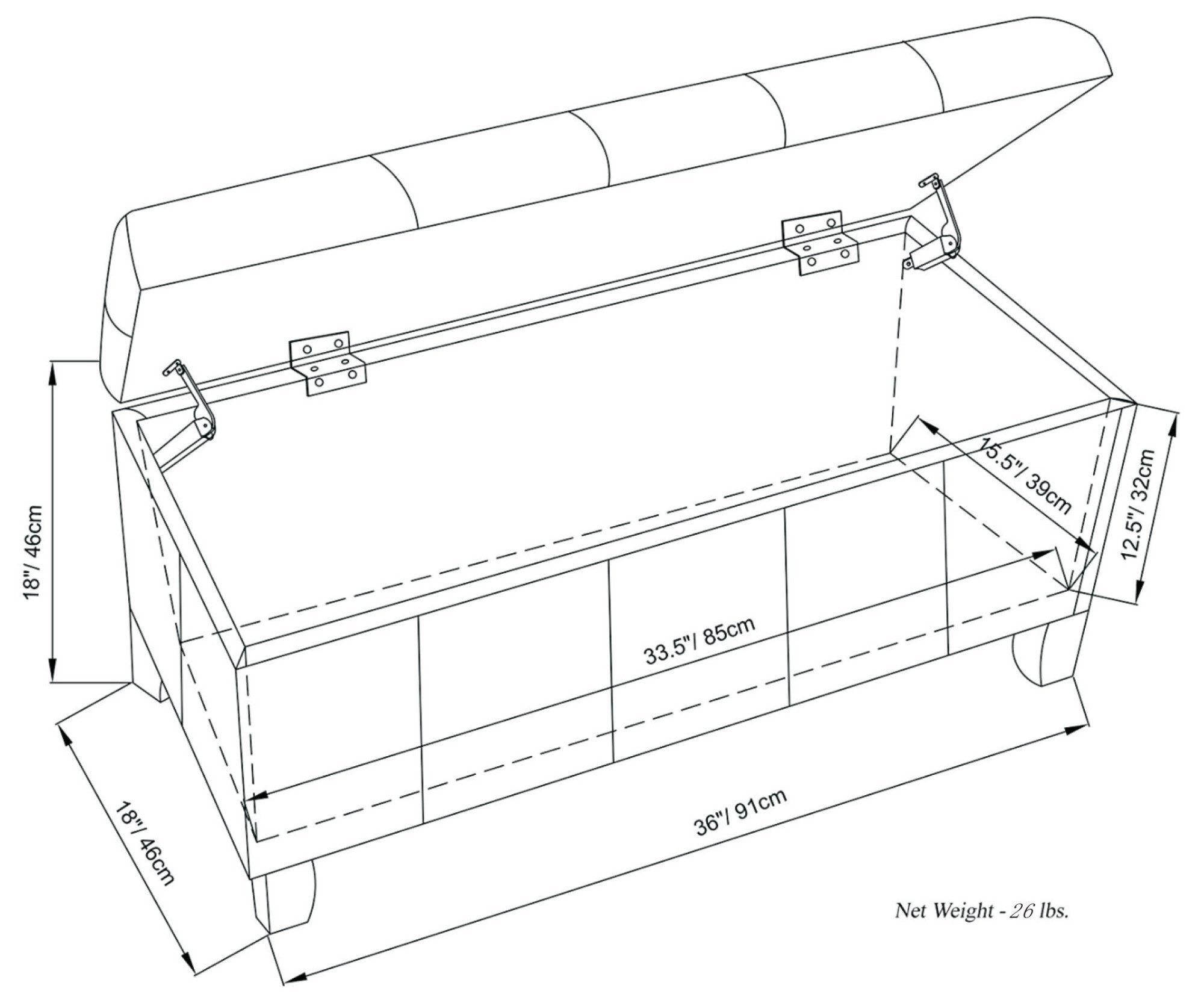 Dover Storage Ottoman in Distressed Vegan Leather