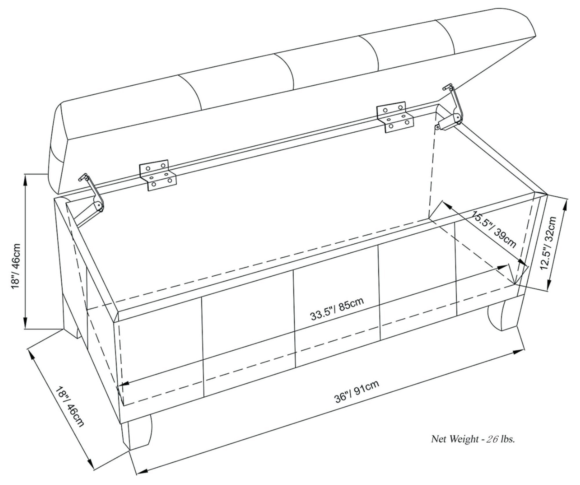 Dover Storage Ottoman in Linen
