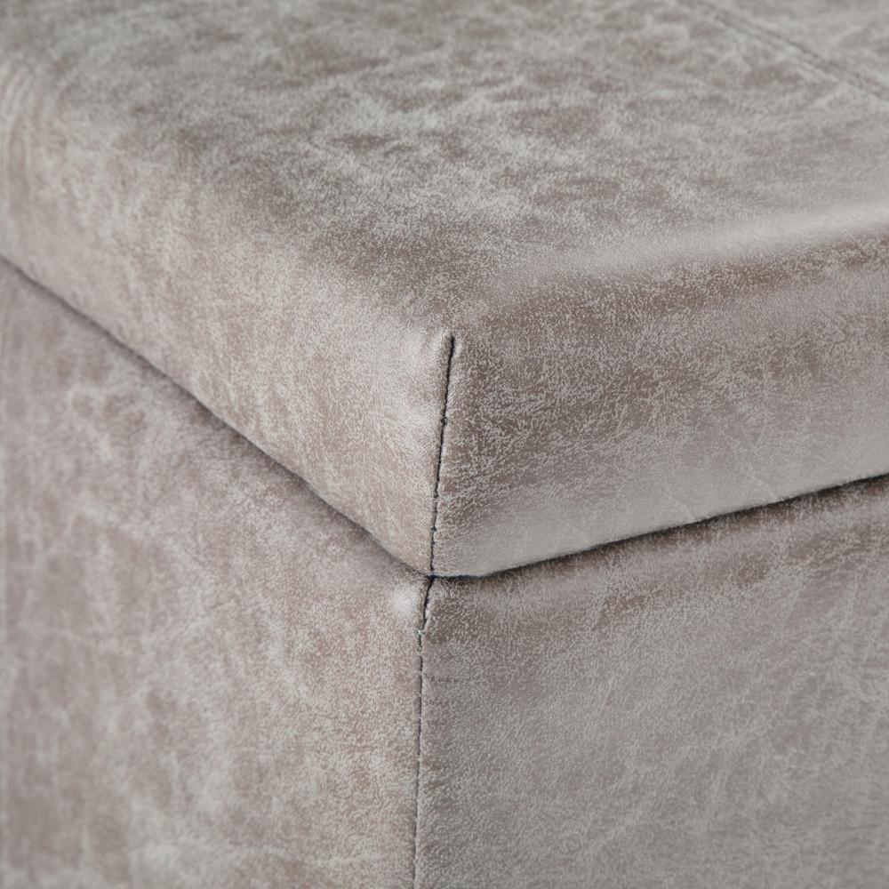 Dover Storage Ottoman in Distressed Vegan Leather