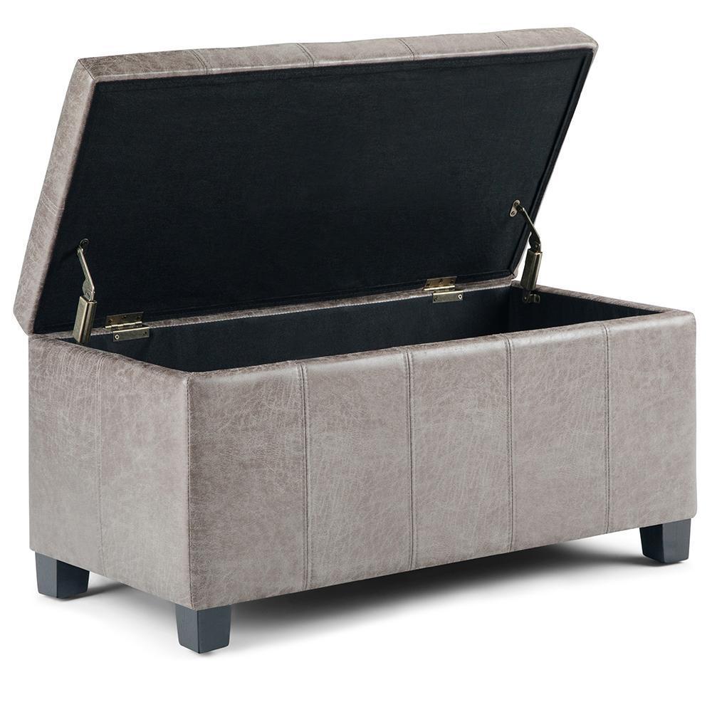 Dover Storage Ottoman in Distressed Vegan Leather