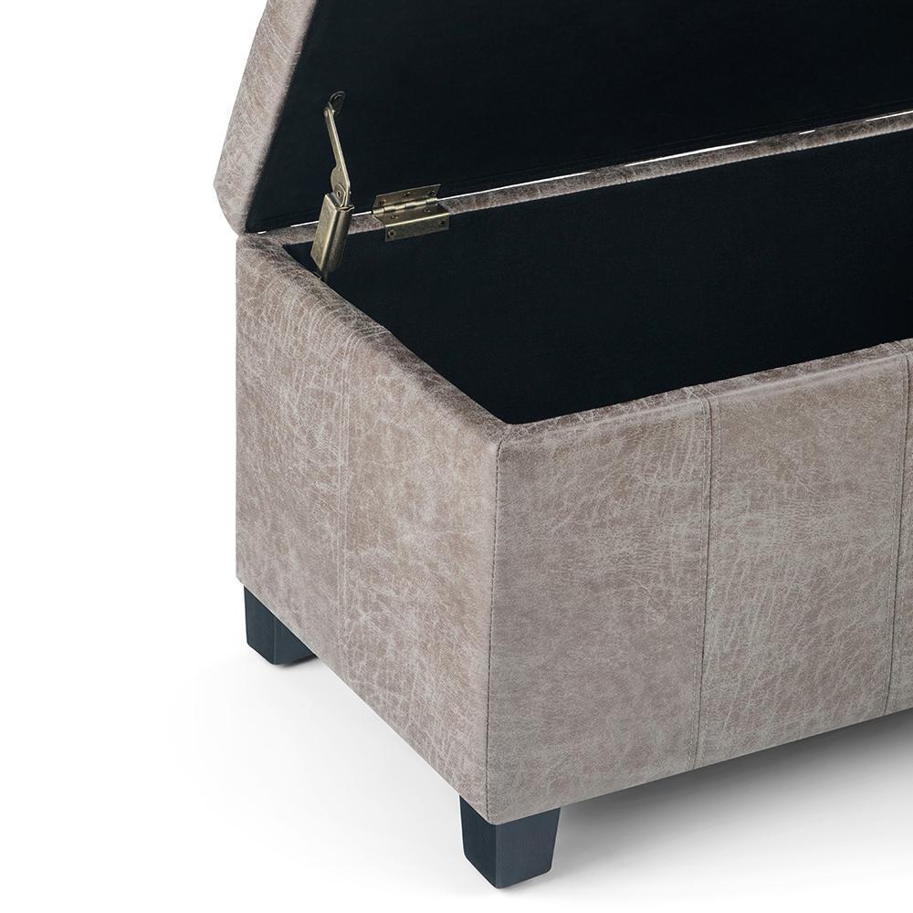 Dover Storage Ottoman in Distressed Vegan Leather