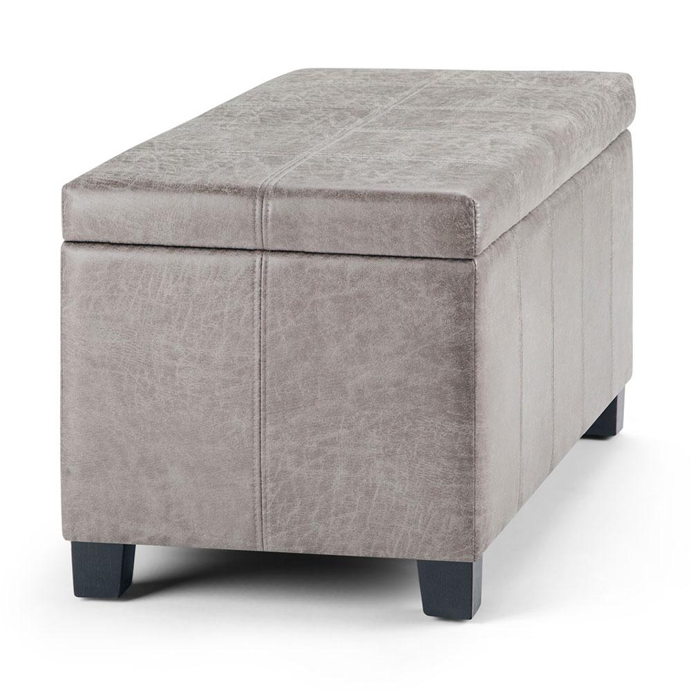 Dover Storage Ottoman in Distressed Vegan Leather