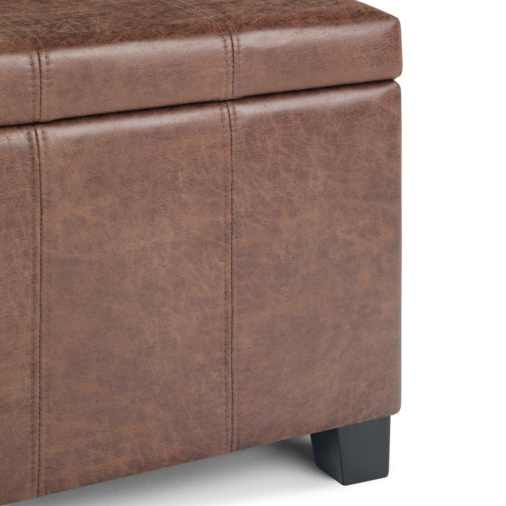 Dover Storage Ottoman in Distressed Vegan Leather
