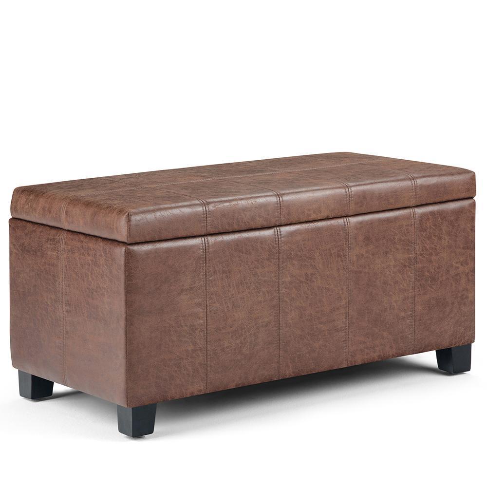 Dover Storage Ottoman in Distressed Vegan Leather