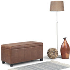 Dover Storage Ottoman in Distressed Vegan Leather