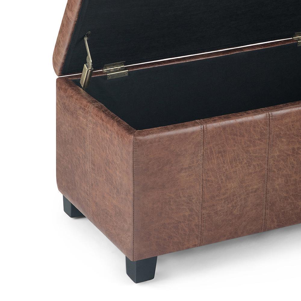 Dover Storage Ottoman in Distressed Vegan Leather