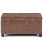 Dover Storage Ottoman in Distressed Vegan Leather