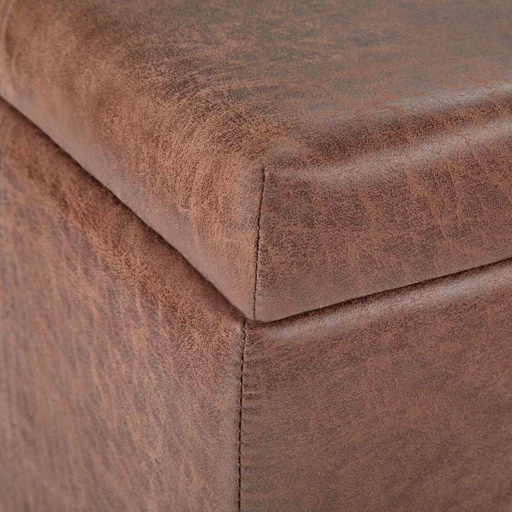 Dover Storage Ottoman in Distressed Vegan Leather