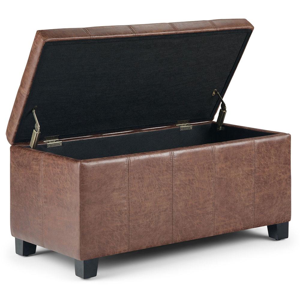 Dover Storage Ottoman in Distressed Vegan Leather
