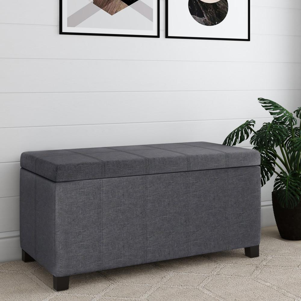 Dover Storage Ottoman in Linen