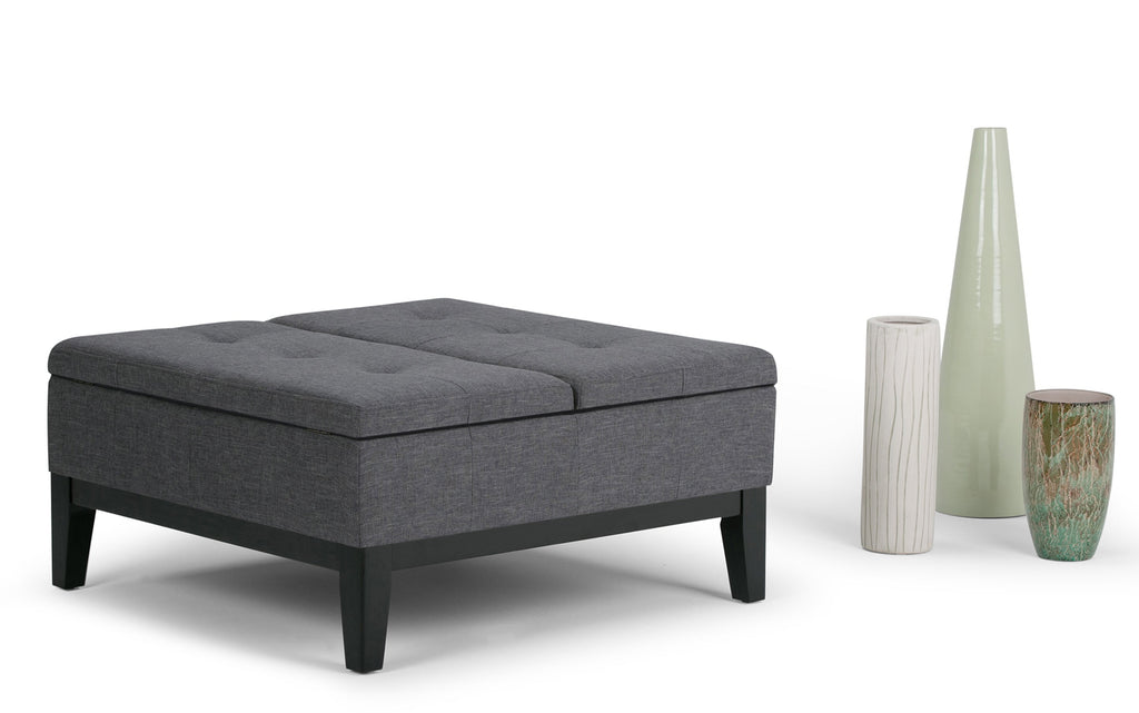 Dover Table Ottoman in Linen