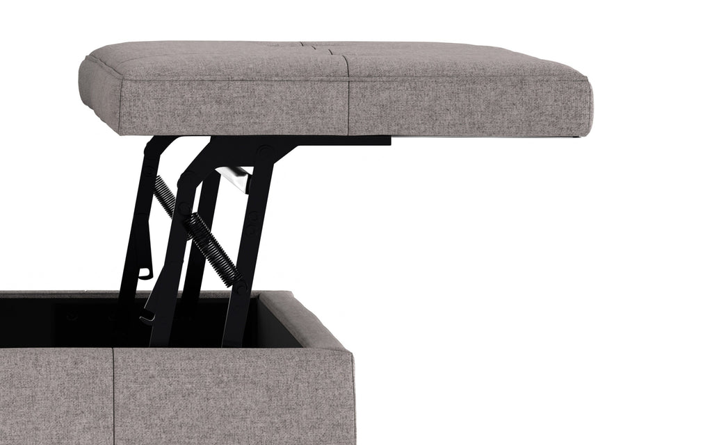 Dover Lift Top Coffee Table Storage Ottoman In Linen