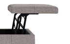 Dover Lift Top Coffee Table Storage Ottoman In Linen