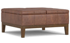 Dover Lift Top Coffee Table Storage Ottoman in Distressed Vegan Leather