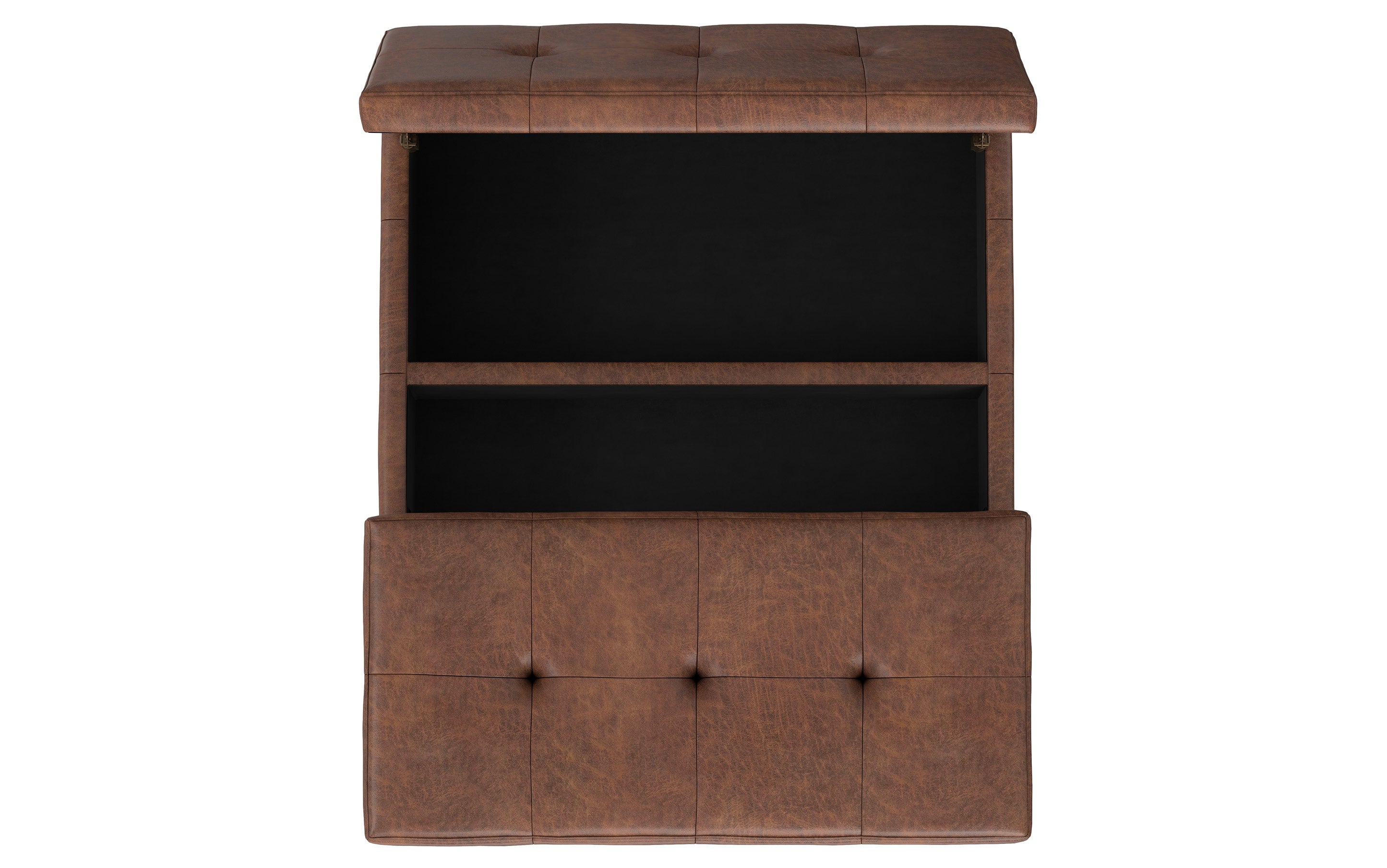 Dover Lift Top Coffee Table Storage Ottoman in Distressed Vegan Leather