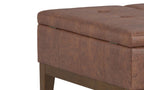Dover Lift Top Coffee Table Storage Ottoman in Distressed Vegan Leather