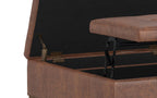Dover Lift Top Coffee Table Storage Ottoman in Distressed Vegan Leather