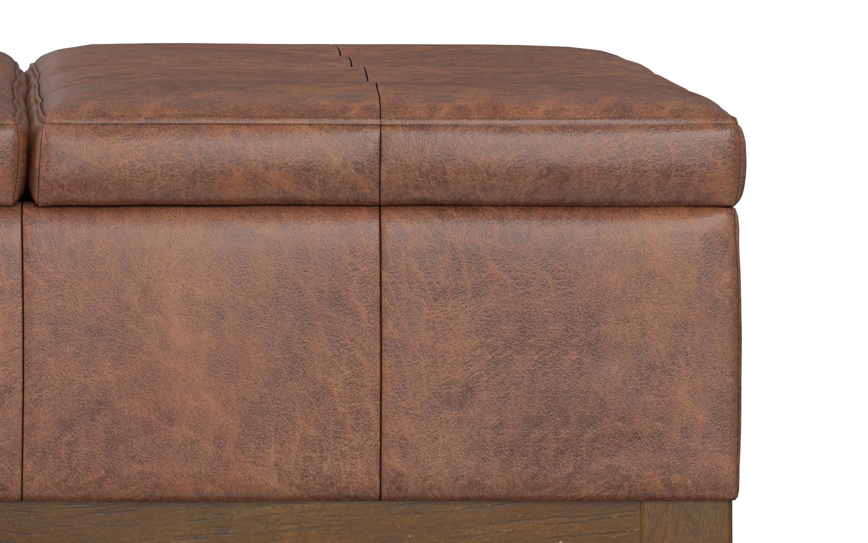 Dover Lift Top Coffee Table Storage Ottoman in Distressed Vegan Leather