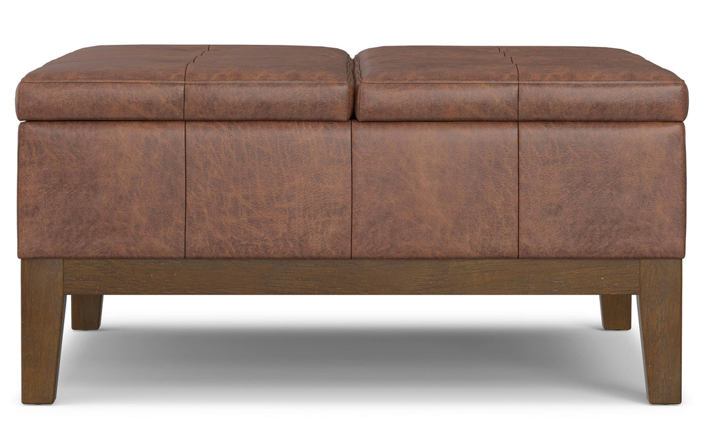 Dover Lift Top Coffee Table Storage Ottoman in Distressed Vegan Leather